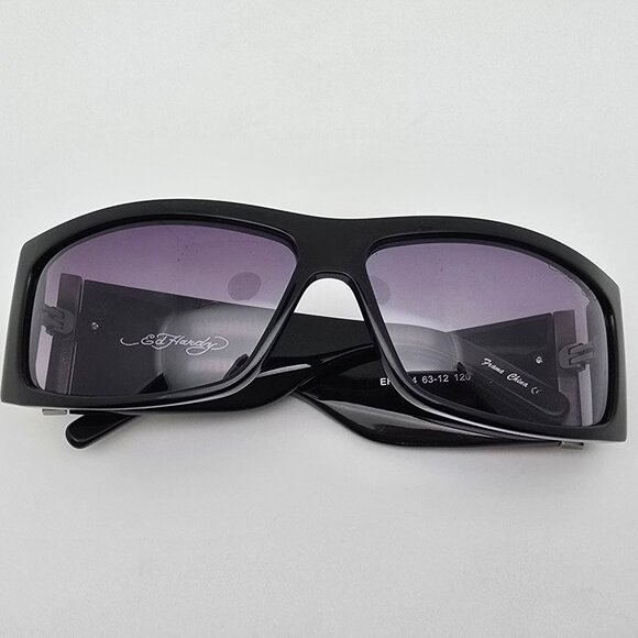 Ed Hardy EHS004 Black Rhinestone Frame Grey Gradient Lens Sunglasses w Case 63mm main image 4